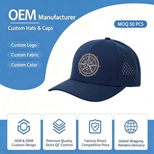 Gorra de Golf de 5 Paneles de Secado Rápido con Logotipo Personalizado, Impermeable, con Orificios Perforados con Láser, Gorra Deportiva con Cierre a Presión - Product Image 1