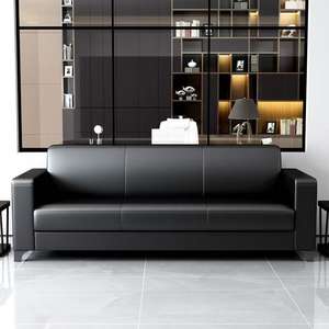 Sofá de Oficina de Cuero de Tres Plazas, Estilo Moderno y Minimalista, para Recepción de Negocios y Espacios de Oficina Pequeños - Product Image 1