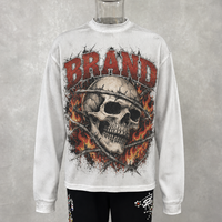 T-shirts pour hommes personnalisés 100% coton, impression DTG, motif graphique Jumbo, coupe ample, coupe courte, manches longues gaufrées