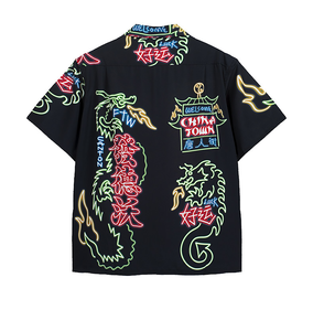 Camicia Hawaiana con Stampa Neon di Chinatown, T-Shirt da <span class=keywords><strong>Uomo</strong></span> di Alta Qualità con Grafica Casual - Product Image 4