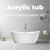 Baignoire autoportante en acrylique écologique de luxe durable pour spa intérieur avec drain, design moderne, bassin de bain