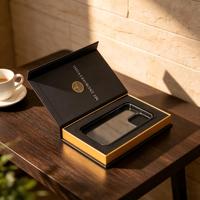 Boîte cadeau en papier magnétique vert et noir avec logo personnalisé de luxe, recyclable, pliable, rigide, avec couvercle magnétique