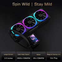 Refroidisseur d'eau pour ordinateur de jeu Lovingcool Factory OEM, refroidisseur liquide pour processeur PC avec écran vidéo de 3,5 pouces, lumière ARGB de 240 mm, refroidisseur AIO