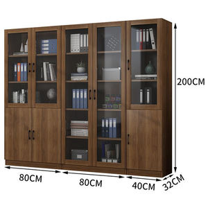 Vetrina Moderna da Terra, Espositore in Legno dal <span class=keywords><strong>Design</strong></span> Semplice, Libreria con Ante in Vetro, Mobile Combinato per Archiviazione - Product Image 5