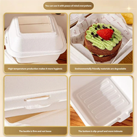Boîte en pulpe de canne à sucre naturelle biodégradable avec fenêtre transparente, personnalisable, jetable, pour gâteaux, burgers, tiramisu, plats à emporter et déjeuners