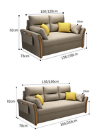 Sofá Cama Multifuncional para Sala de Estar, Económico, Plegable, Doble, Retráctil, Individual, con Banco para Sentarse, de Madera Maciza