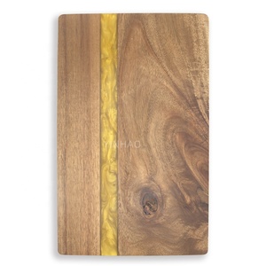 <span class=keywords><strong>Planche</strong></span> à découper en bois d'acacia <span class=keywords><strong>jaune</strong></span> de la rivière, résine époxy, faite à la main, avec logo personnalisé, 39x25 cm, pour la cuisine à domicile - Product Image 6