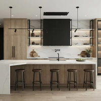 Meubles de cuisine modernes modulaires américains sur mesure avec armoires de base en bois massif pour salle à manger