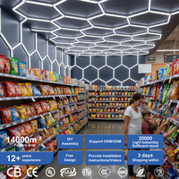 Éclairage de magasin de détail, système de grille modulaire à haute luminosité, lampe de plafond commerciale, montage facile, lumière LED hexagonale