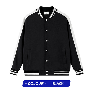 เสื้อแจ็กเก็ตเบสบอลคอปกตั้งเทอร์รี่ฝรั่งเศสสำหรับคู่รักเสื้อโค้ทโลโก้ได้ตามต้องการสำหรับ380gsm - Product Image 2