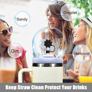 Food Grade Silicone Cute Flower <b>Straw</b> Toppers <b>Reusable</b> DustProof Eco-Friendly Washable Bar Accessories - Product Image 5