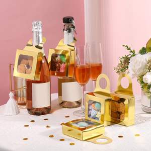 Boîte cadeau pour vin en papier kraft, petite boîte à biscuits avec fenêtre - Product Image 1