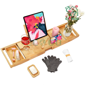 Baignoire extensible de luxe Caddy plateaux bambou naturel salle de bain lit organisateur plateau baignoire Caddy plateau - Product Image 1
