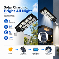 Lámpara Solar para Calle Súper Brillante Todo en Uno, IP67 Impermeable, 500W 1000W, Lámpara de Calle para Exteriores con Encendido/Apagado Automático y Control Remoto