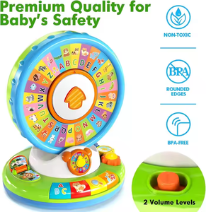 Jouet interactif pour bébé KS Montessori, grande roue, jouet éducatif préscolaire, <span class=keywords><strong>zoo</strong></span>, alphabet, jouet rotatif, apprentissage, étude, jouet lumineux - Product Image 6
