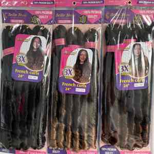Nuevo 400g 3X French Curl Braids 24 "Pony Style Loose Wave Crochet Hair Pre-estirado 3X French Curly Trenzado Extensiones de cabello - Product Image 2
