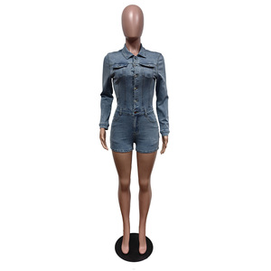 Mono Corto Sexy de Mezclilla <span class=keywords><strong>para</strong></span> <span class=keywords><strong>Mujer</strong></span>, Rompers con Bolsillos, Jeans Ajustados, Overoles Colombianos, Casual <span class=keywords><strong>para</strong></span> Fiesta y Club - Product Image 2