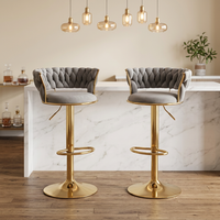 Tabouret de bar moderne réglable noir avec pieds dorés, style nordique, meuble de bar stable pour la maison
