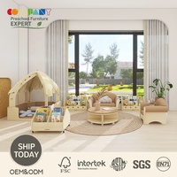 Moderno Conjunto de Estanterías de Madera para Rincón de Lectura en Guarderías, Aulas Montessori y Entornos de Aprendizaje Temprano