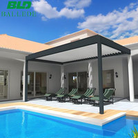Pergola de jardin motorisée de luxe en aluminium, imperméable et de haute qualité, avec porte en verre pour l'ombrage du jardin