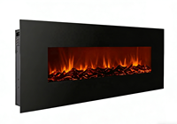 Cheminées électriques décoratives de luxe haut de gamme modernes de 60 pouces à montage mural/encastrable avec lumière LED RGB et flammes réalistes