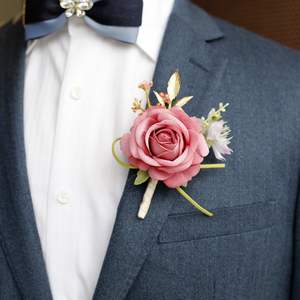 Großhandel Braut Bräutigam Brautjungfer Hochzeit Prom Abschluss feier Rot Blau Orange Weiß Burgund Corsage Brosche Handgelenk Blume Corsage - Product Image 5