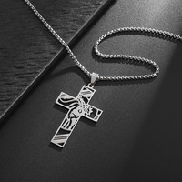 Vente en gros de collier pendentif croix de jésus vintage en acier inoxydable personnalisé collier de foi pendentif croix creuse pour hommes