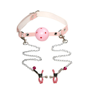 Pinzas Eróticas 2 en 1 para Pechos y Tapón Bucal Hueco para Goteo, Juguetes Sexuales para Adultos, Aturdidor Bucal, Herramientas de Coqueteo BDSM - Product Image 5