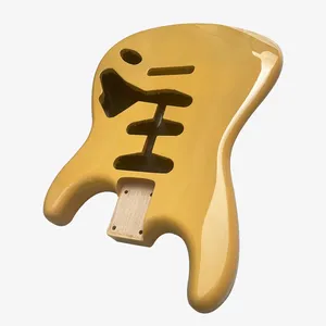 ตัวกีตาร์บาสวูด SSS แบบด้าน พร้อมคอไม้เมเปิลและฟิงเกอร์บอร์ดไม้ดำ รุ่นวินเทจสีเหลือง สำหรับงาน DIY - Product Image 4