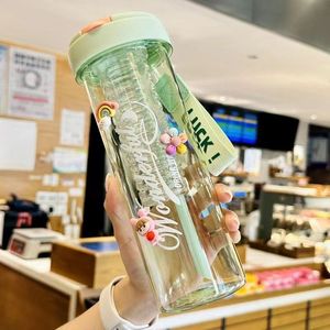 Stylish Water Cup With Tea Infuser And Straw Large Capacity Portable Plastic Cup For Students Summer Use - Product Image 3