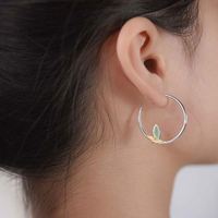 Lotus Fun Pure 925 Sterling Silver Natural Aventurine Round Circle Hoop Boucles d'oreilles Fine Jewelry pour les femmes pour les mariages