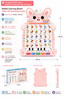 Tableau mural interactif éducatif sonore sur le thème du lapin pour enfants, alphabet ABC, animaux et chiffres, affiche éducative électronique interactive