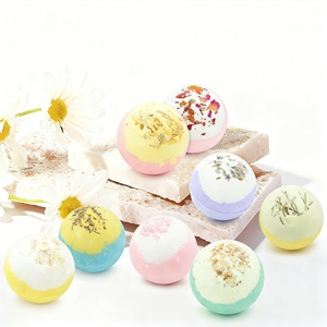 บาธบอมบ์ขนาดใหญ่แบบทำเอง ผสมดอกไม้แห้งธรรมชาติ พร้อมฟิซเซอร์ออร์แกนิกสุดหรู ของขวัญสุดพิเศษสำหรับวันเกิด คริสต์มาส อีสเตอร์ หรือเพื่อการดูแลตัวเอง - Product Image 2