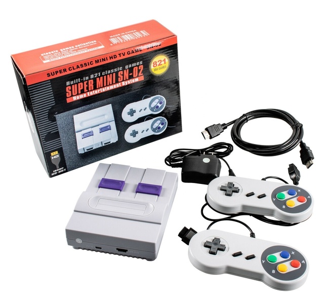 IPARTS Super Mini SN-02 Retro SNES TV Game Console Built-in 821 Classic 8 Bit Games
