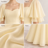 Robe longue personnalisée pour femme, légère, tissée, à manches volantées superposées, col cœur, taille ajustée, coupe trapèze, longueur ras du sol