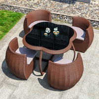 Mobilier d'extérieur de haute qualité étanche hôtel villa rotin osier extérieur patio jardin table chaise ensemble