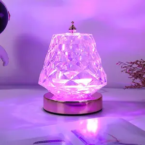 Portable Acrylic Crystal Table Lamp Diamonds Desk Lamp Night Light For Restaurant Bar Bedside Decor