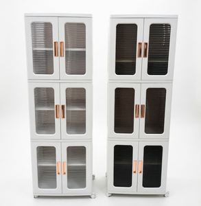 Tủ đựng đồ nhựa gấp gọn 3 tầng, cửa trong suốt, có bánh xe, đóng gói phẳng, tiện dụng cho nhà cửa - Product Image 1
