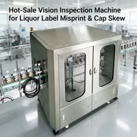 Système d'inspection visuelle entièrement automatisé basé sur l'IA pour le contrôle qualité des étiquettes des bouteilles d'alcool et machine de rejet des bouteilles à bouchon décalé
