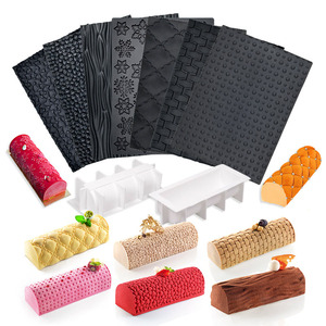 Moule à gâteau suisse en <span class=keywords><strong>silicone</strong></span>, grand moule en forme de bûche de Noël, <span class=keywords><strong>tapis</strong></span> en <span class=keywords><strong>silicone</strong></span> pour fondant, moules à dentelle en relief - Product Image 1