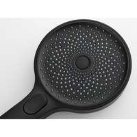Système de douche thermostatique noir mat à double jet, avec mitigeur encastré, douchette à main et robinet de douche thermostatique