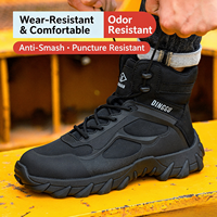 Bottes de sécurité montantes en cuir véritable avec embout en acier, antidérapantes, pour travaux de construction et miniers