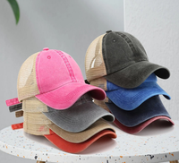 Gorras Trucker de 6 Paneles con Cola de Caballo Bordadas Personalizadas de Alta Calidad; Gorras de Béisbol con Relieve al por Mayor