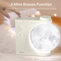 2024 lampe de chevet moderne avec variateur tactile lumière de lune bruit blanc naturel sortie USB et affichage de l'heure nouvelles veilleuses LED
