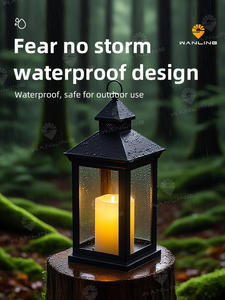 فانوس شموع زخرفي عتيق مع شمعة LED وامضة بدون لهب، فوانيس معلقة للزينة تعمل بالبطارية - Product Image 3