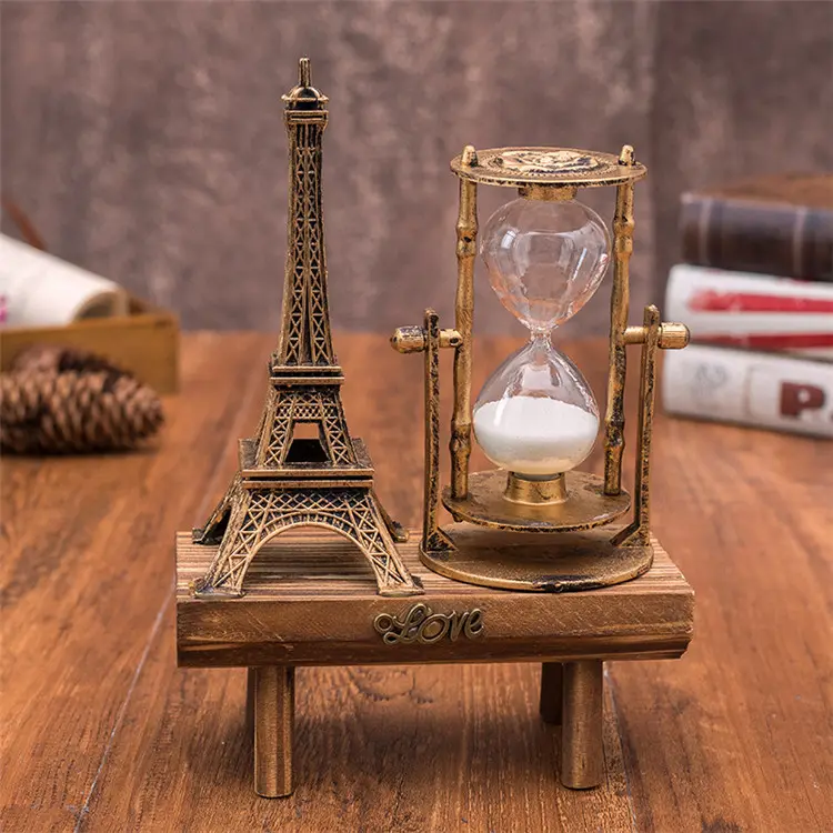 Kreative Retro Paris Turm Sanduhr Ornamente Einfache Moderne Hause Kreative Student Geschenk Holz Stumpf Ornamente