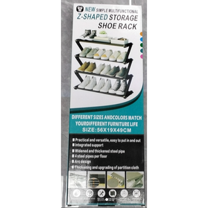 Scarpiera multifunzione a 4 livelli a forma di Z mobili per la casa convertibili con ripiani in tessuto per riporre l'organizzatore di scarpe salvaspazio - Product Image 3