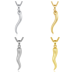 Merryshine Collana di Alta Qualità in Argento Sterling 925 Placcato <span class=keywords><strong>Oro</strong></span> con Corno Italiano <span class=keywords><strong>Cornicello</strong></span>, Gioiello Trendy Portafortuna a Forma di Teschio - Product Image 2