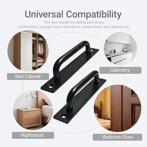 Poignée de porte de grange de 5,8 pouces, poignée de porte de qualité supérieure, robuste, noire, poignées de porte coulissantes <span class=keywords><strong>pour</strong></span> armoire de cuisine, salle de bain, placard - Product Image 2