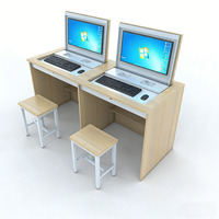 Meubles de classe scolaire modernes en MDF avec structure métallique, bureau et chaise doubles durables avec support pour ordinateur